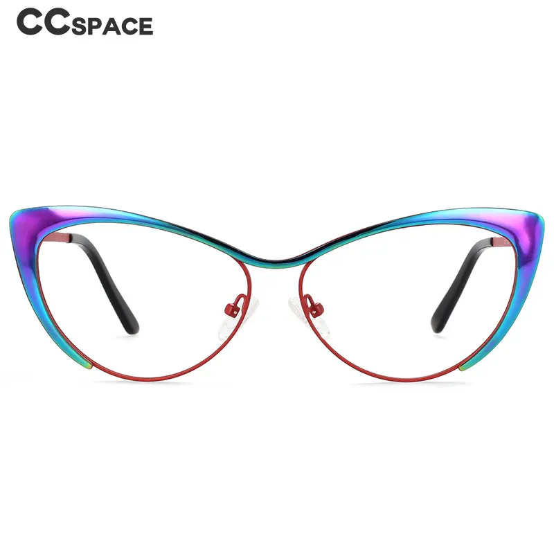 55276-Cat-Eye-Glasses-Frame-Large-Frame-Colorful-Metal-Women-s-Glasses ...