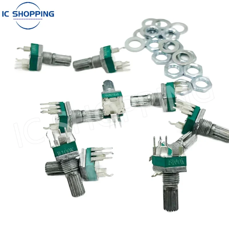 Linear Potentiometer Rotary Potentiometer Trimmer Potentiometer Electronic Components 10PCS RK097 precision potentiometer vertical single link shank length 15mm gearless 3-pin B2K B5K B10K B20K B50K B100K B500K B1M