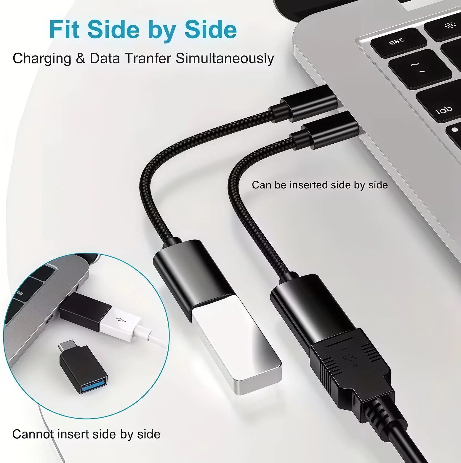 ? USB-USB 어댑터, 단방향 C형(수) - USB 2.0 OTG 휴대용 케이블 변환기 포함