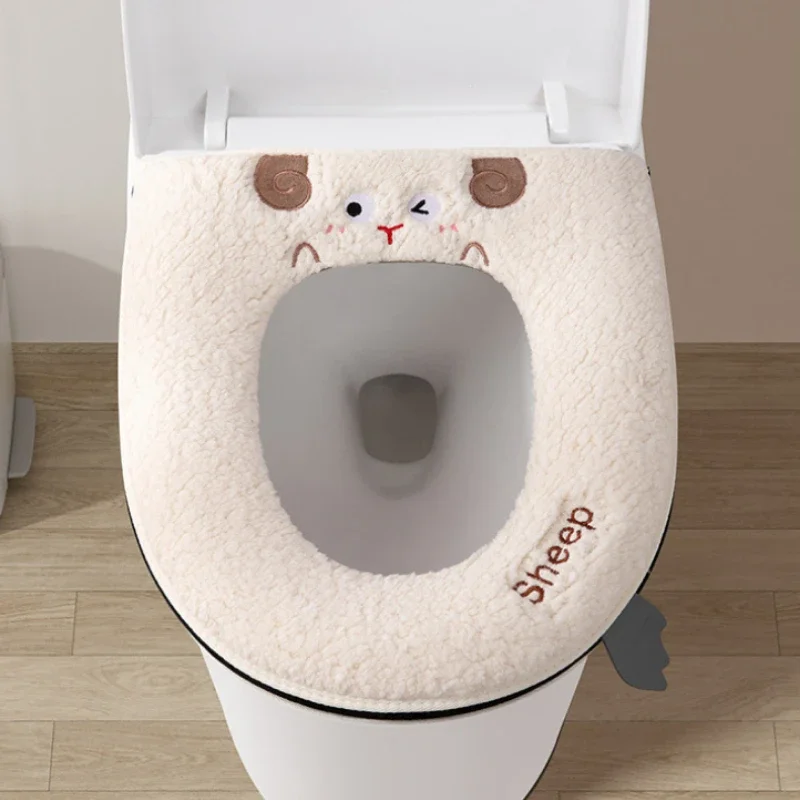 

Universal Zipper Toilet Mat Cartoon Sheep Lamb's Wool Toilet Seat Cover Waterproof Toilet Seat Cushion Bathroom Accessories