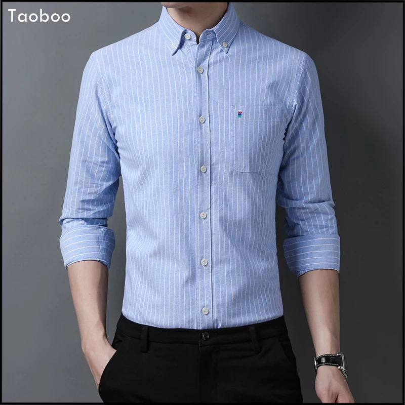 thumbnail image 1 of Camisa de algodón a rayas para hombre nueva de Taoboo, camisa de manga larga de alta calidad para primavera y otoño, ropa informal de negocios ajustada para hombre, 1 of 4