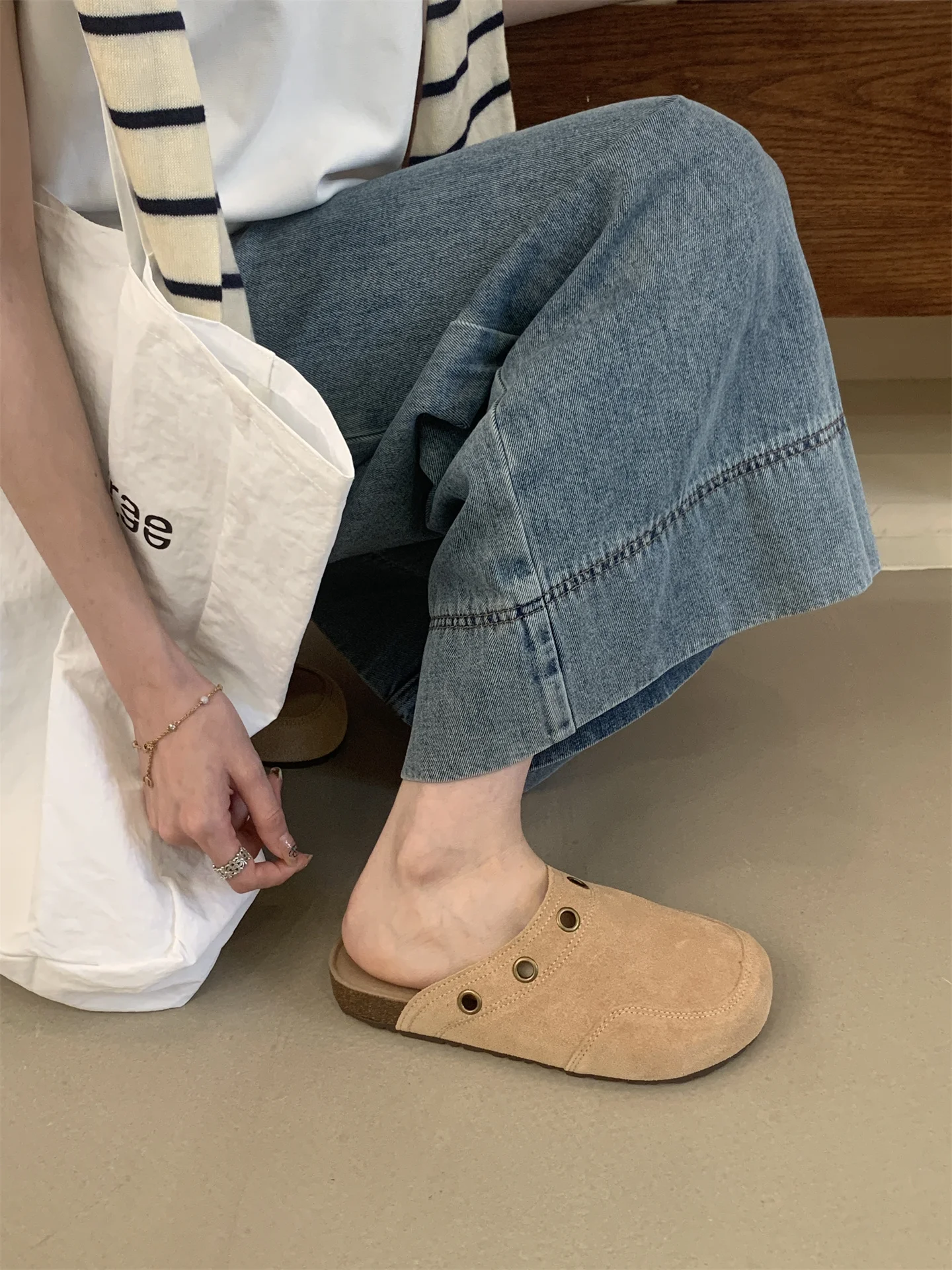Suede Adjustable Strap Cork Footbed Mules For Women Arch Support_voghion.com
