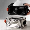 Ceramic Tissue Box Silver Pleats Geometric Spheres Black Balls Paper Towel Holder Napkin Holder Tabletop Storage Container 1