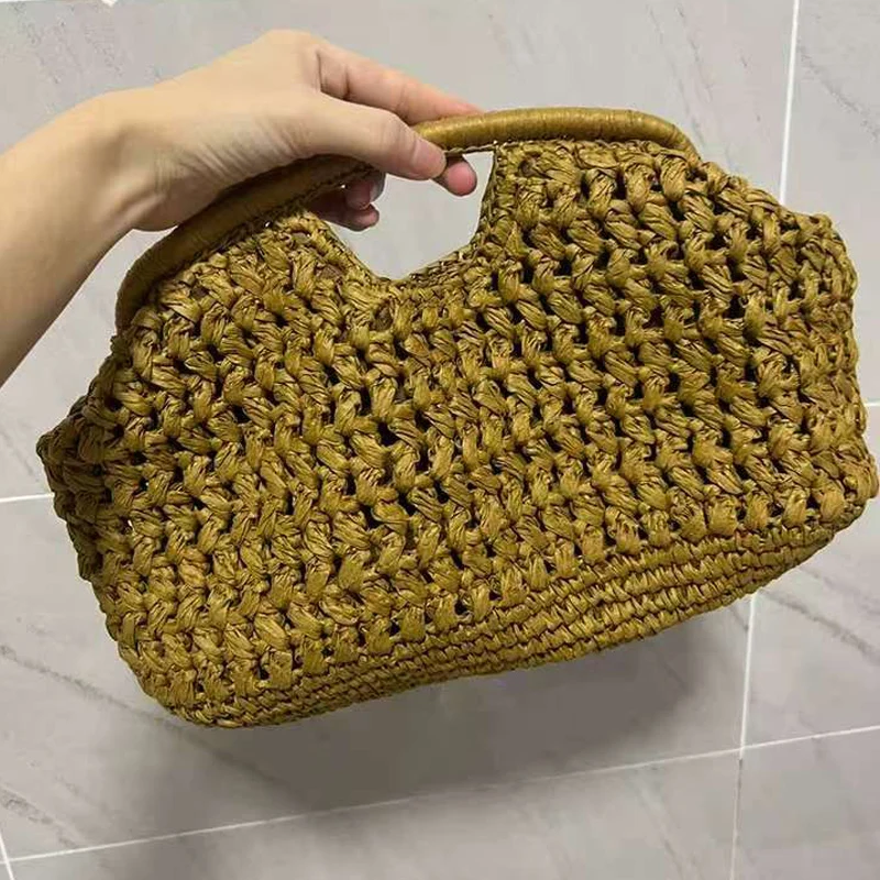 Yellow Straw Clutch Bag Detail