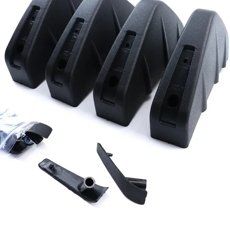 4pcs Rear Bumper Diffuser Shark Fin Style Rear Spoiler Universal Auto Body Decorative Accessory Black/ Carbon Fiber