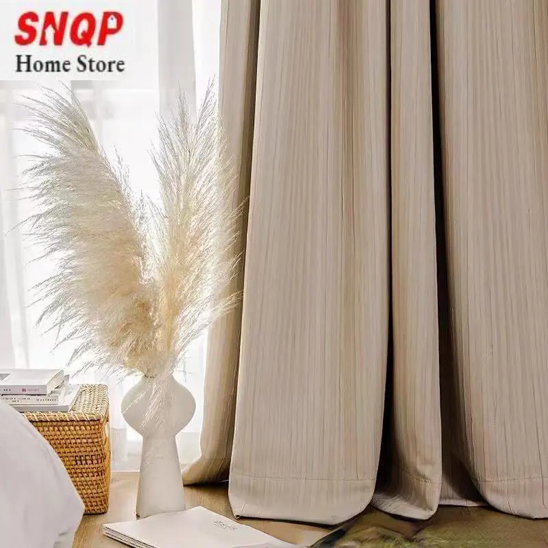 

Japanese Simple Luxury Curtains for Living Room Blackout Bedroom Wrinkle Cream Elegant Fashion Home Decoration Windows Kitchen