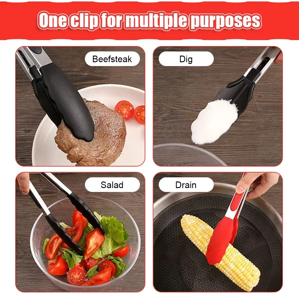 Silicone Clips Bread Barbecue Steak Food Clips 7/9/12 inch Kitchen Accessories