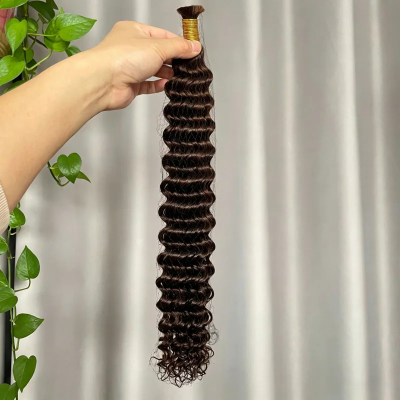 26 Inch #4#P27/30#33 Deep Wave Bulk Human Hair Brazilian Virgin Remy Multiple Color Options for Micro Braids Boho Hairstyles 5
