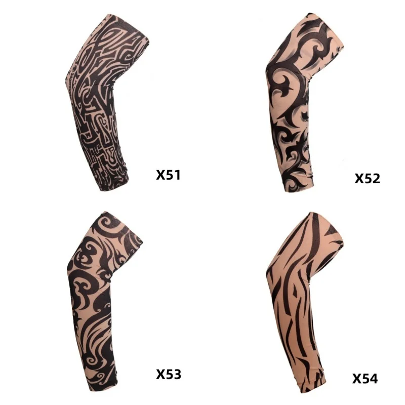 4 pieces New Flower Arm Tattoo Sleeves Seamless Outdoor Riding Sunscreen Arm Sleeves Sun Uv Protection Warmers For Men Women