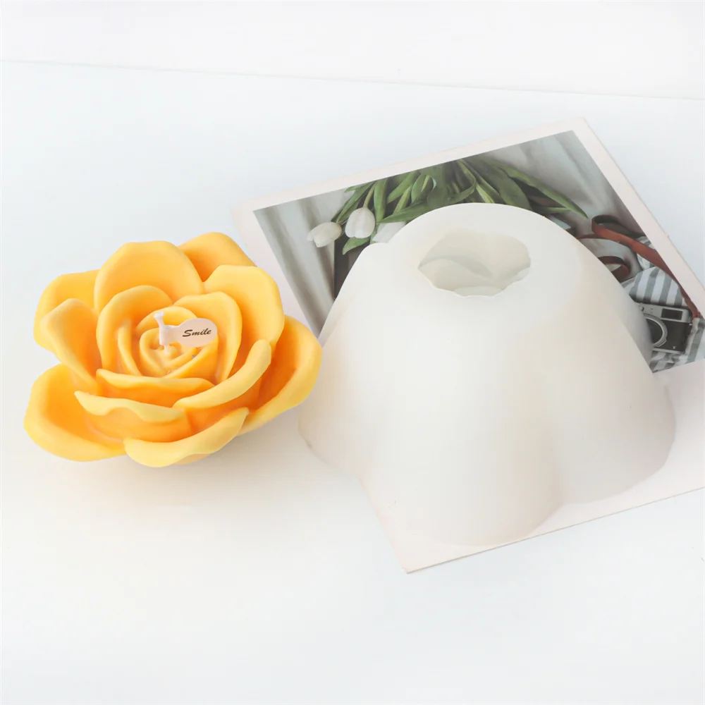 3D Rose Silicone Molds, 2PCS Big Rose Resin Candle Mold, Bloom Flower  Silicone Fondant Mold for Handmade Chocolate Candy Cake Dessert Soap Wax  Candle