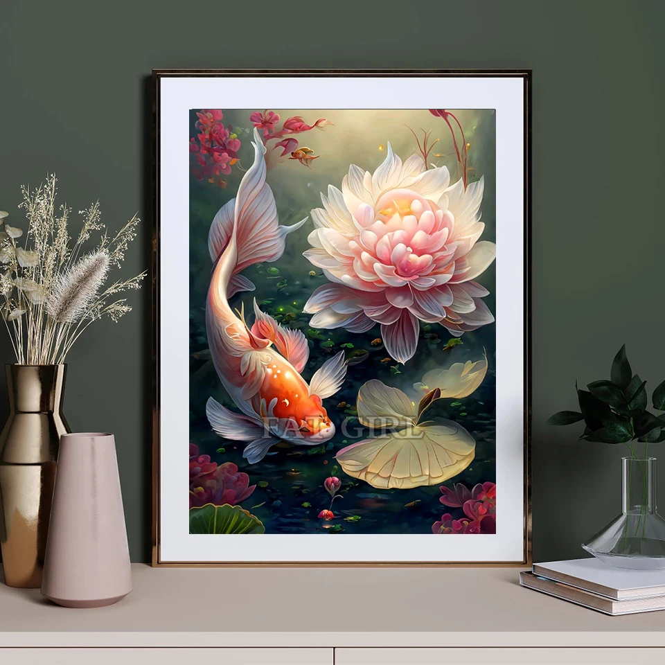 5D Diamond Painting Lotus Koi Fish Diy Diamond Embroidery Full Square/round  Mosaic Art Rhinestones Home Decor fish - AliExpress