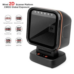 Wired 1D 2D Barcode Scanner Image Platform Large Screen Recognition Desktop Scanner 1D 2D QR code Reader CMOS Global Exposure