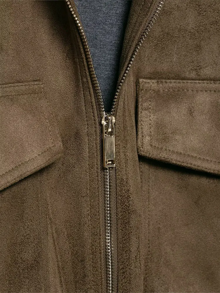 HH Autumn Women Casual Solid Suede Coats Long Sleeve Zipper Bomber Jacket With Pockets Fashion High Street Lady Outerwear