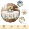 1 Piece Easter Egg Rabbit Round Tablecloth, 5 Sizes Available, Easter Egg Print Square Decorative Tablecloth, Edge Embossing Craft, Easter Spring Garden Tablecloth Decoration, Tablecloth for Daily Home Kitchen, Terrace Use, Easter Decoration 5