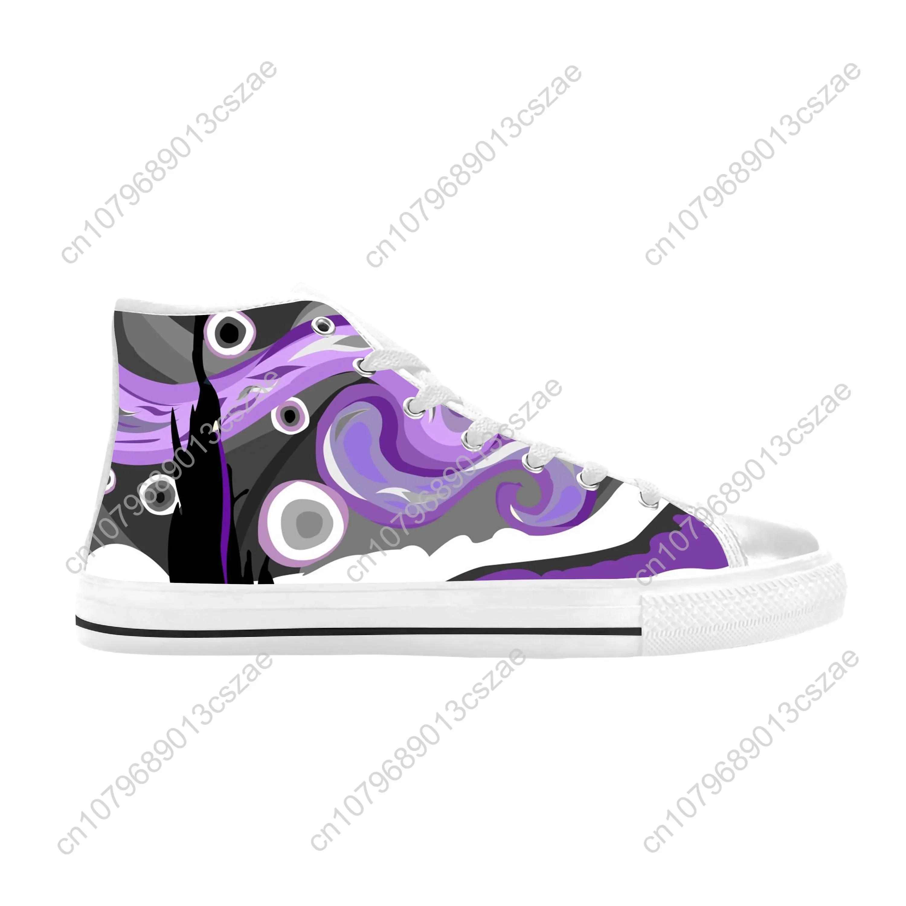 Asexual Pride Ace Flag Asexuality Aromantic Funny Casual Cloth Shoes High Top Comfortable Breathable 3D Print Men Women Sneakers