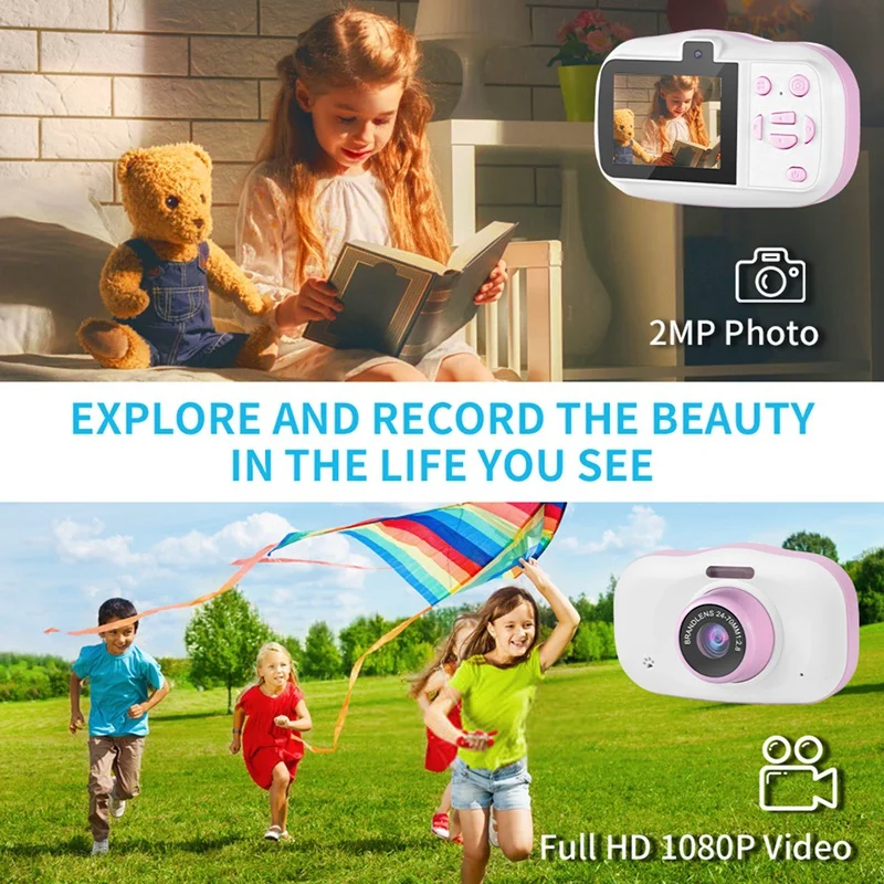 Children Camera Waterproof 1080P Mini Selfie Kid Toy Digital Cameras 32G Video Camcorder Toy Kids Birthday Gift-A Easy To Use