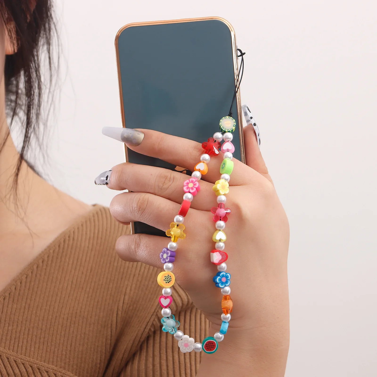 Colorful-Beaded-Mobile-Phone-Lanyard-Wrist-Strap-Flower-Cute-Phone ...