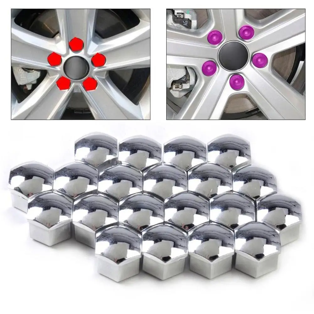 

17mm 20 Pieces Car Wheel Nut Caps Protection Covers Bolt Hub Car Caps Tyre Decoration Cover Anti-Rust Screw Auto Nut O0B0