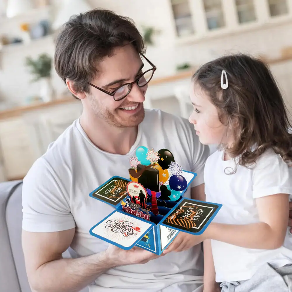 1 piece Fathers Day Card Father's Day Toolbox Pop Up Card 3d Pop Up Greeting for Father's Love Husband Brother