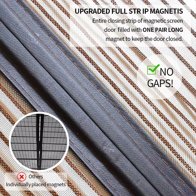 Magic Mesh Magnetic Mosquito Screen Door Net Curtain with Magnets Reinforced Polyester Mesh Dustproof & Insect Proof 4