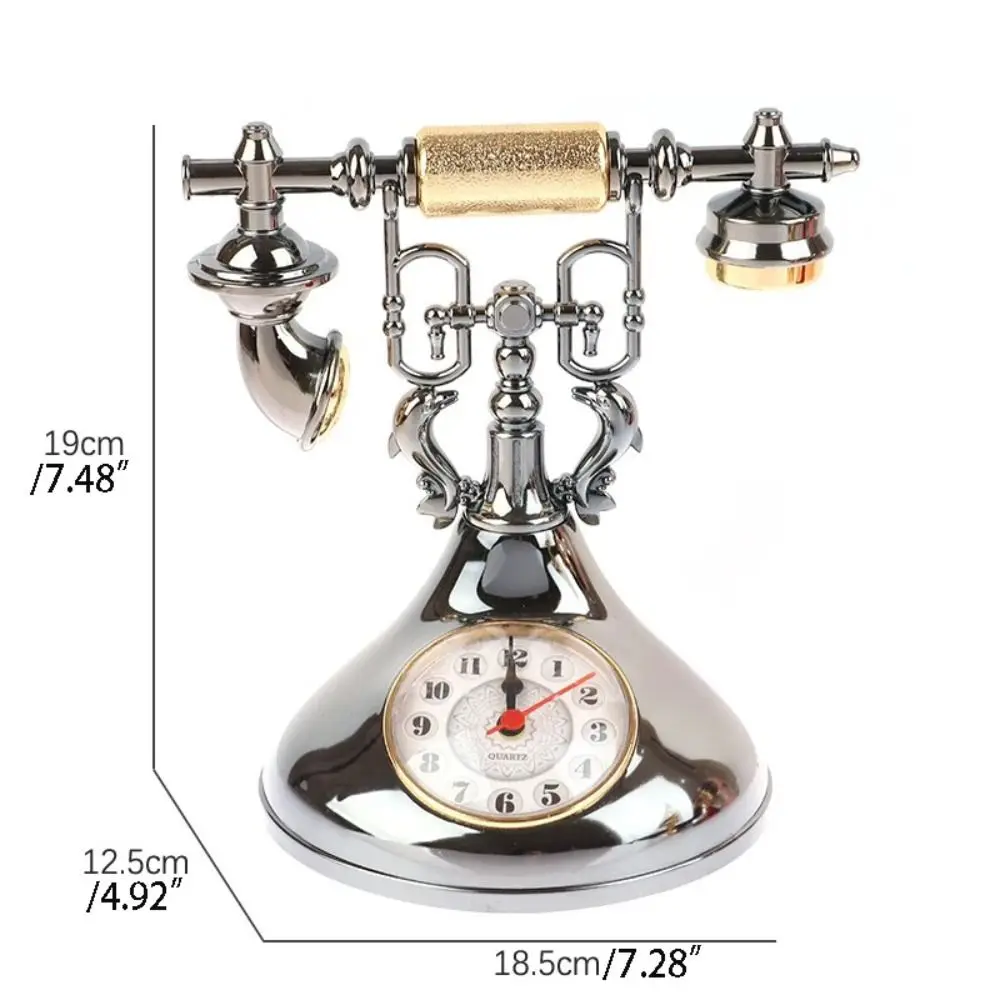 European Style Telephone Alarm Clock Handmade Antique Telephone Clock Model Easy to Install Accurate Ornaments