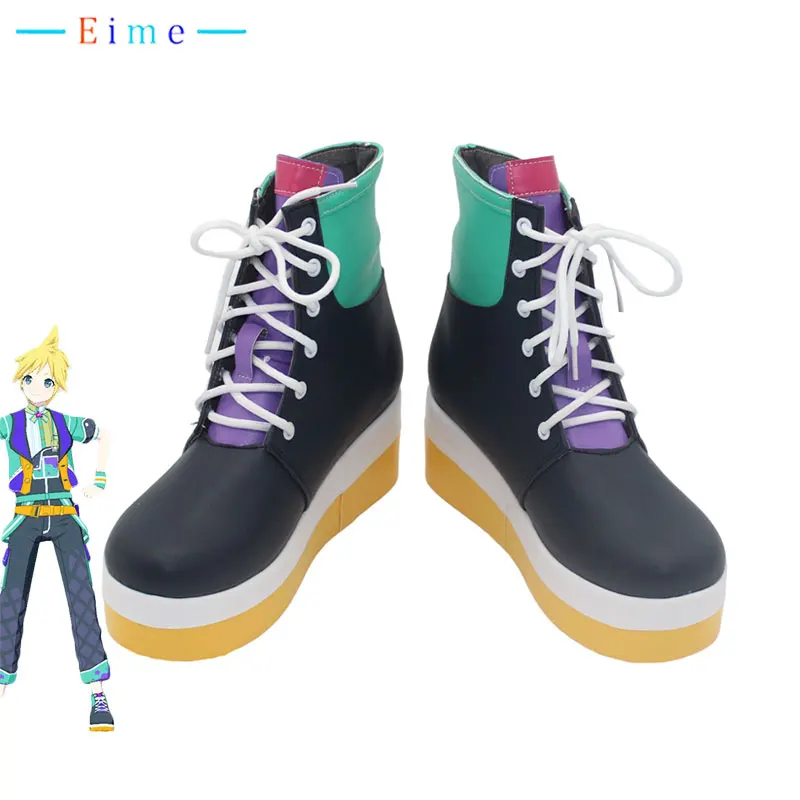 

PJSK Len Cosplay Shoes Game Project Sekai Colorful Stage Cosplay Prop PU Leather Shoes Halloween Carnival Boots Custom Made