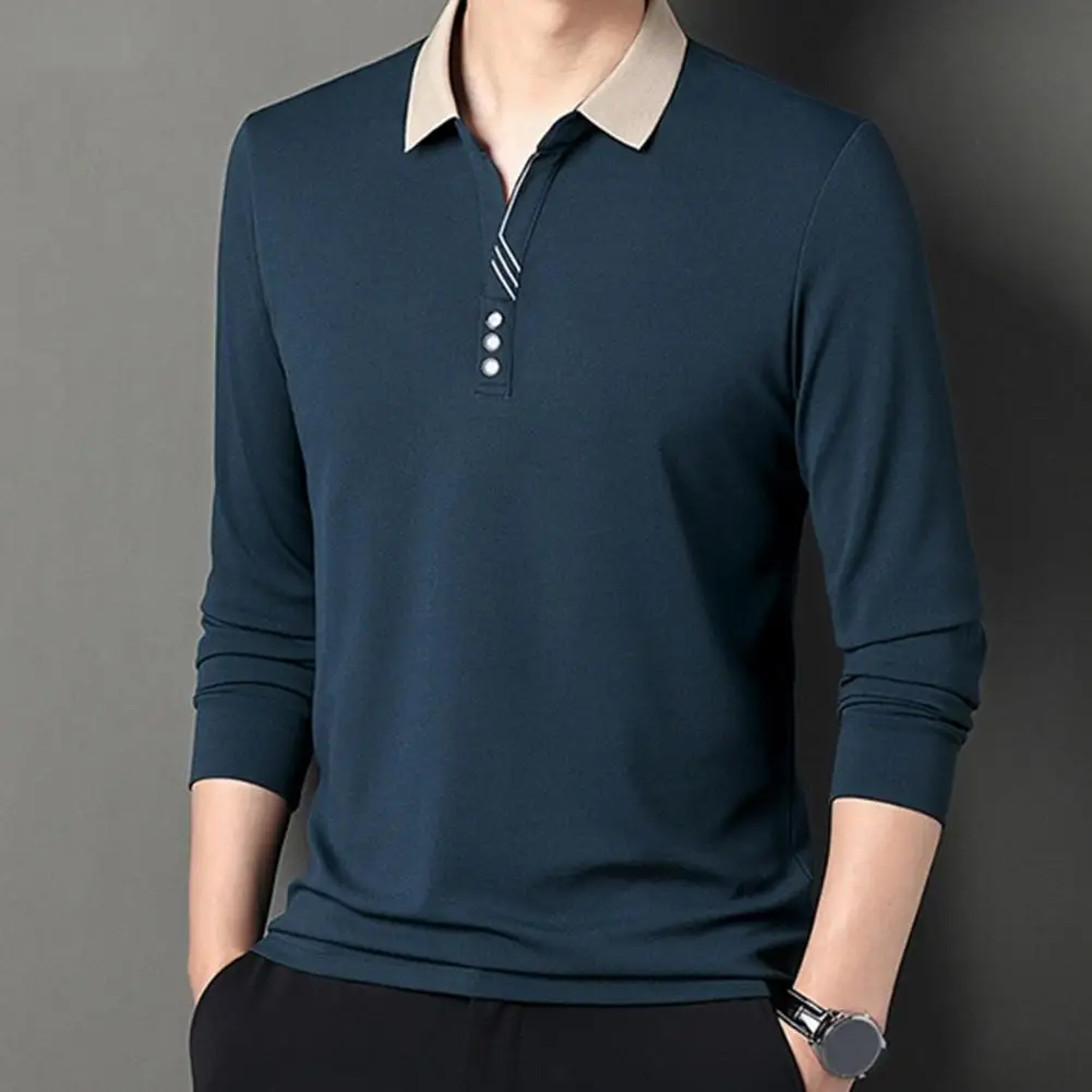 

Пуловер мужской с отложным воротником, стильный приталенный мягкий дышащий пуловер средней длины, повседневная одежда с длинным рукавом, весна-осень