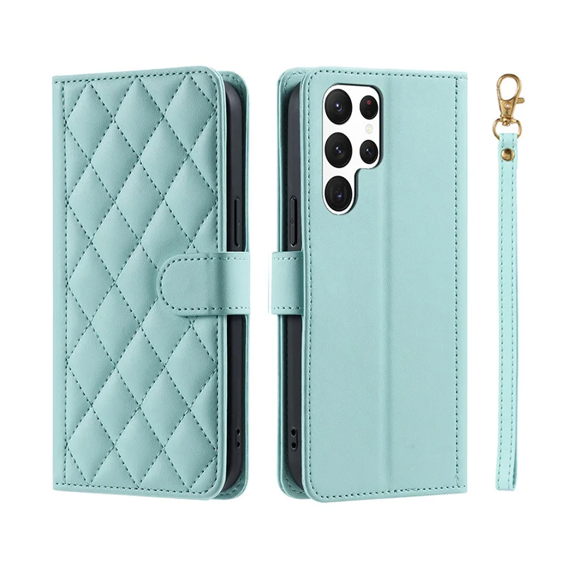 thumbnail image 1 of Funda de cuero a cuadros con tapa tipo billetera para Samsung Galaxy S24 S23 S22 S21 S20 FE S10 Note 20 Ultra 10 Plus 9 8, 1 of 5