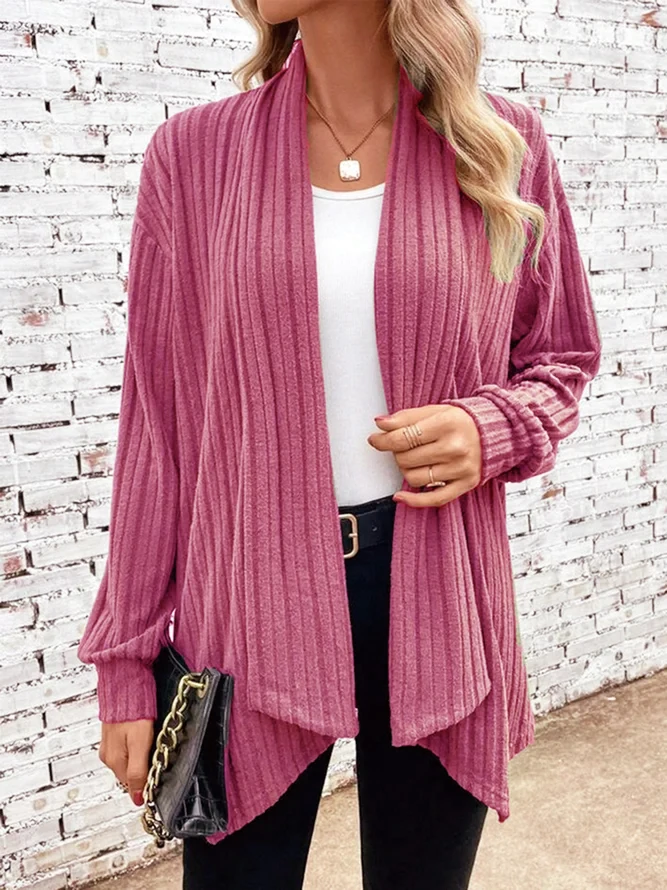Autumn and Winter New Women's Long Sleeve Solid Loose Cardigan Coat Women 3