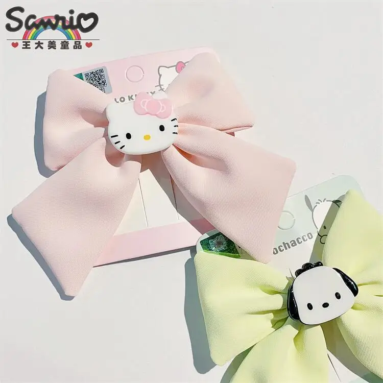 Sanrio Hellokitty Pochacco Bow Hair Clip Cute Girls Sweet Hair Accessories Children Duckbill Clip Girls Gift Accessory