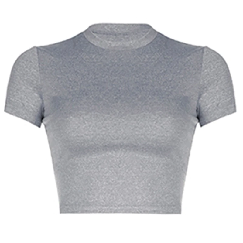 Solid O-neck Crop Top Women Casual Basic Short Sleeve Fitted T-shirt Summer Minimalist Outfits High Street Lady Tee