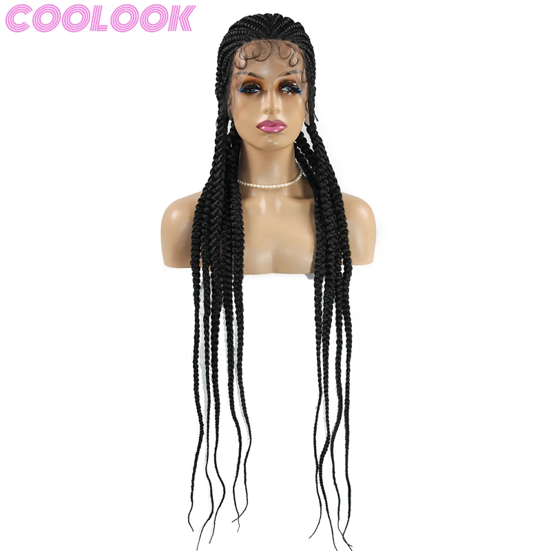 

Long Full Lace Box Braid Wig Cornrow Box Braided Wig 360 Lace Front Wig New Braided Wigs Synthetic Full Lace Wig for Black Women