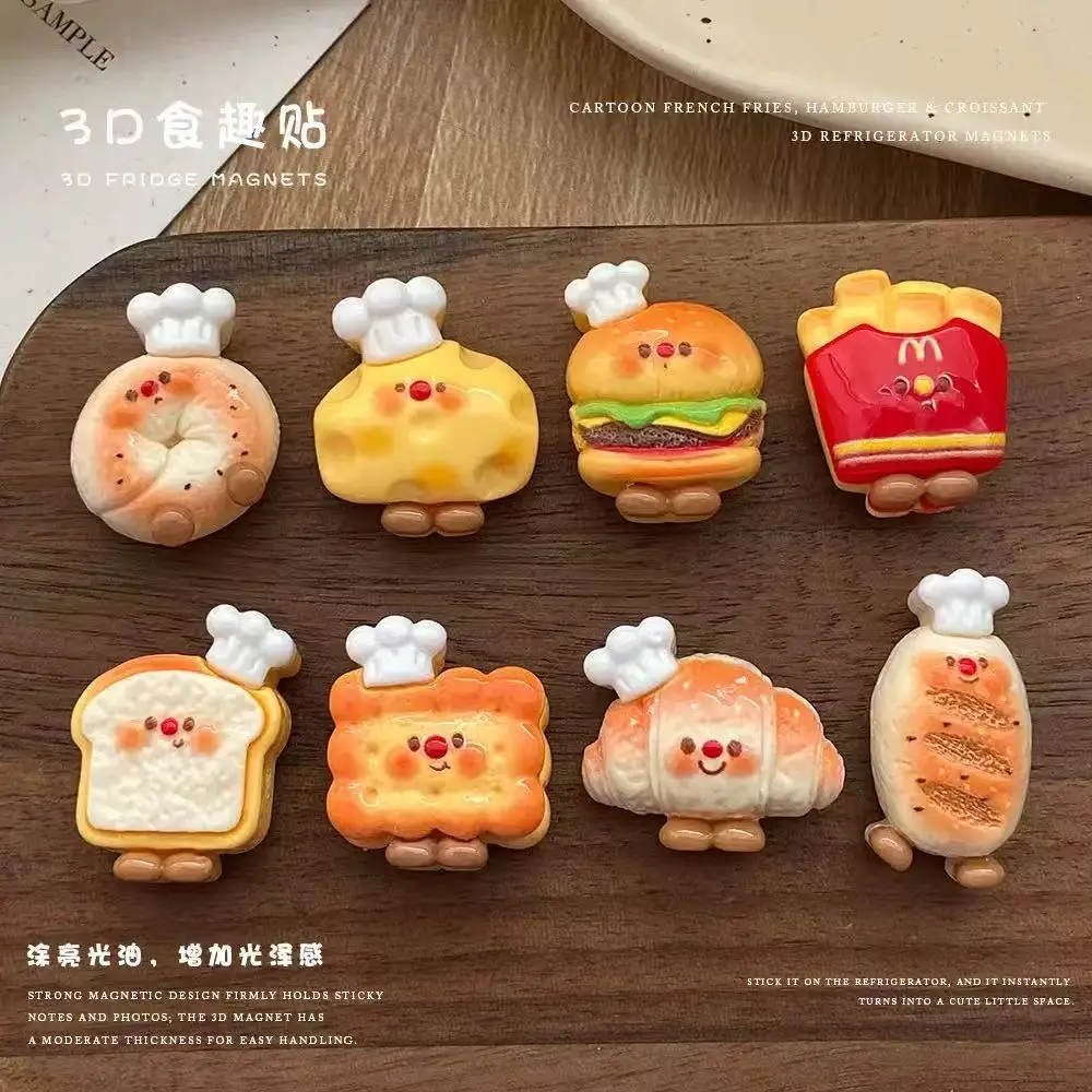 Set of 9 Adorable Hamburger and Fries Fridge Magnets - Perfect Gift