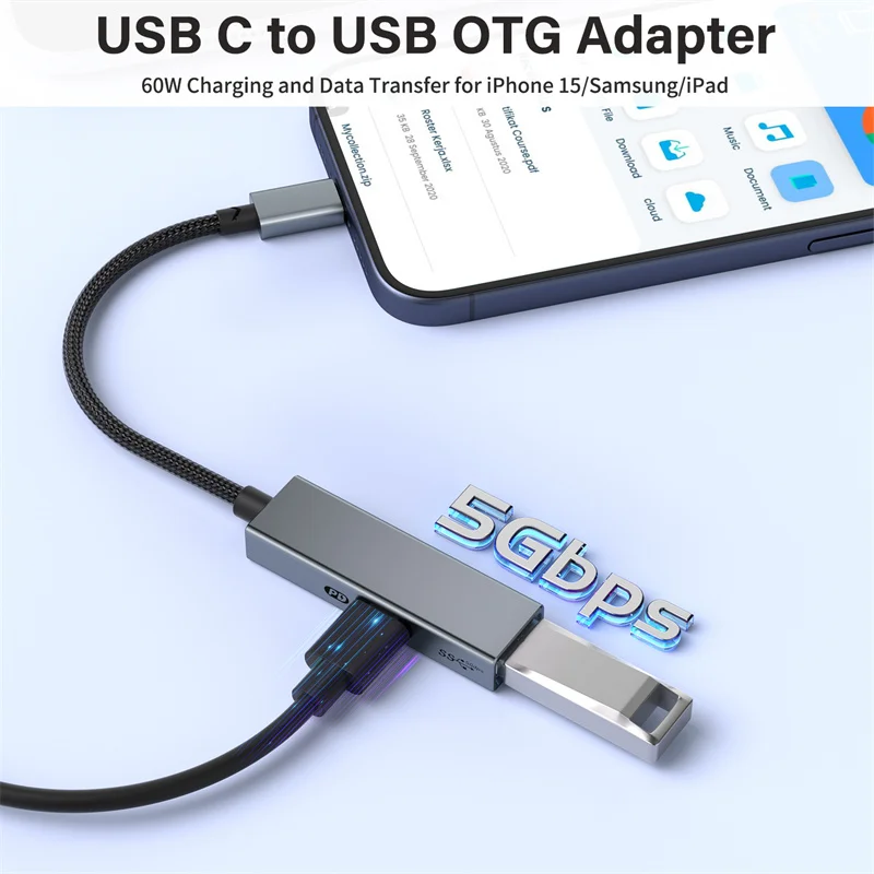 2 in 1 Type C OTG Cable USB C to USB A 3.0 Charge Data Converter HUB Adapter For External U Disk Mouse iPhone 15 Series