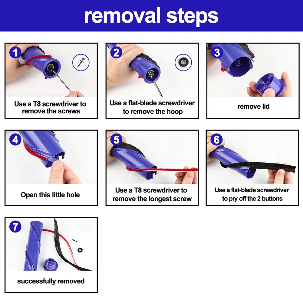 

4pcs Plush Strips For Dyson V6 V7 V8 V10 Vacuum Cleaner Part Rolling Brush Strips And Screwdriver Sweeper Plush Strips Attachmen