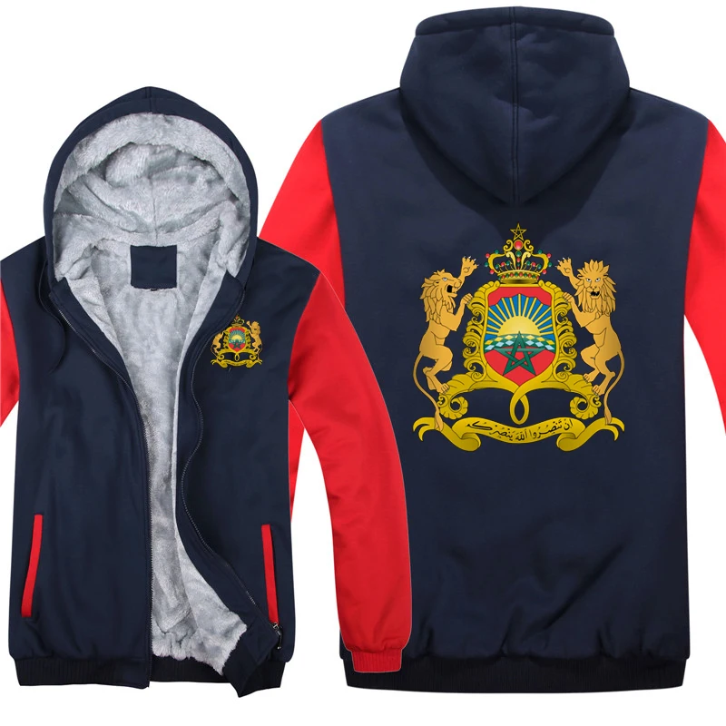 

Morocco Flag Hoodies Men Cool Coat Thicken Morocco National Emblem Sweatshirt Mans Jacket Hoody