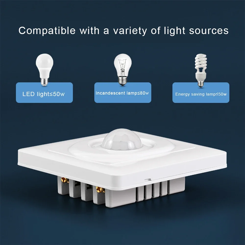 AC 220V LED smart switch smart light switch light sensor switch smart motion sensor light motion sensor motion detector human presence sensor PIR Motion Sensor Light Switch Infrared Human Body Detection Auto On Off Light for Corridor Staircase