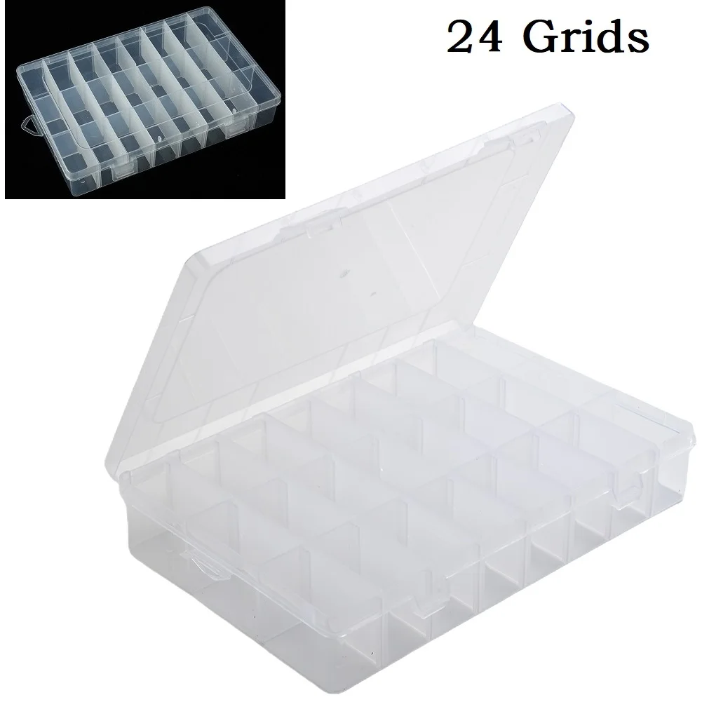 Parts Storage Box 24 Grids Compartment Plastic for Craft Parts Metal Parts Sewing Accessories