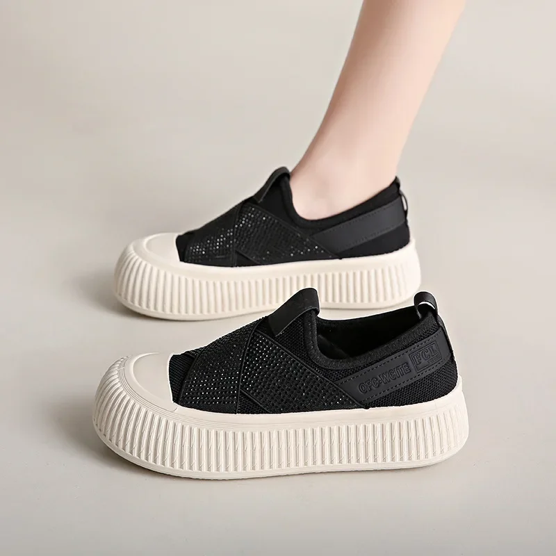 Women's Sneakers Slip on Platform Shoes Breathable Womens Vulcanized Shoes Breathable Casual Shoes Mesh New Zapatillas De Mujer 3