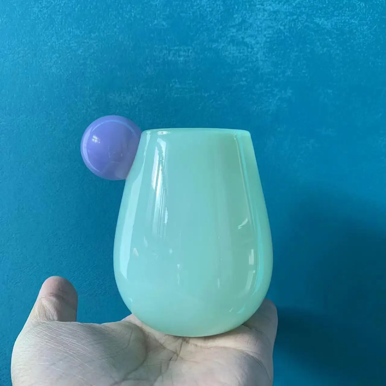 European Ins Candy Color Creative Fat Belly Glass Milk Coffee Cup Household Heat-resistant Thickened Single-layer Water Cups