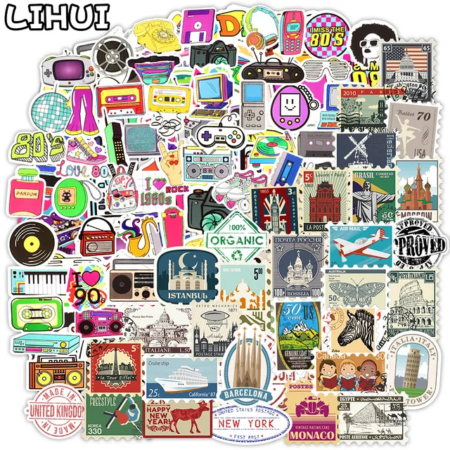 10/30/70PCS Classic 80s90s Stickers Retro Nostalgia Sticker for Laptop  Skateboard Motor Bike Car Fridge Guitar Waterproof Decals