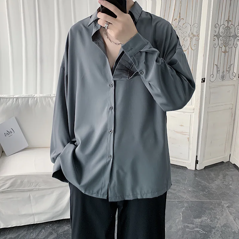 

2023 Summer New Casual Long-sleeved Shirts Boys Tide Brand Loose All-match Shirts Casual Jackets Simple Style Boutique Clothing