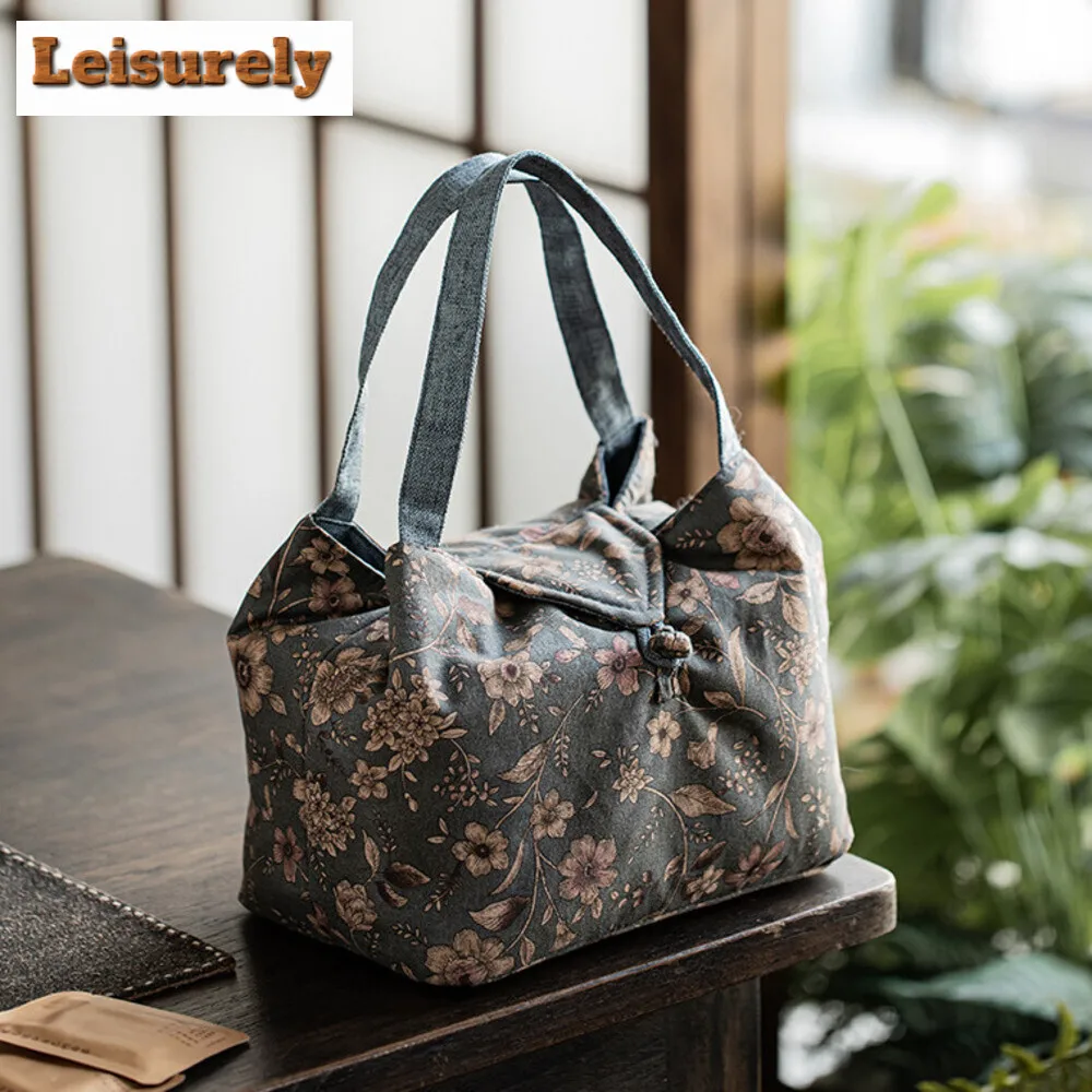 Small Floral Fabric Tea Service Bag Portable Travel Teaset Storage Hoppocket Outdoor Camping 1 Pot 4 Cups Anti Knock Cozies Gift