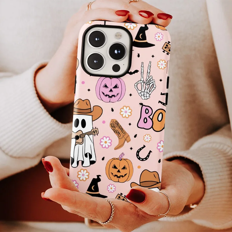 Cute Pink Halloween 2-in-1 Film Shell Phone Case