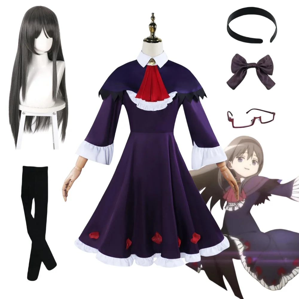 

Akemi Homura Anime Puella Magi Madoka Magica Walpurgisnacht Rising Cosplay Magic Combat Suit Costume Clothes Wig Uniform