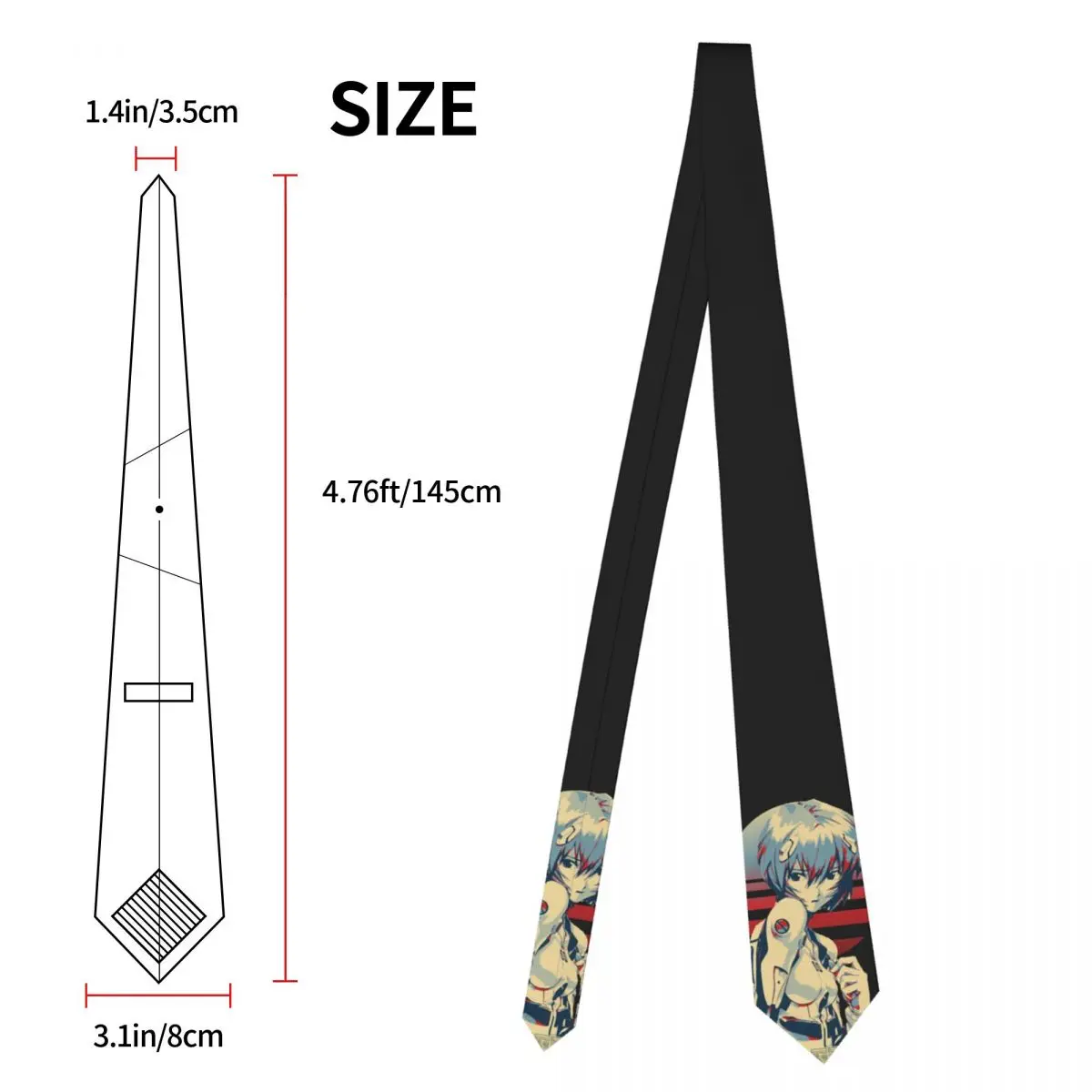 Rei Ayanami Classic Necktie Men Slim Polyester 8 cm Wide Japan Manga Anime Neck Tie for Men Shirt Accessories Gravatas Gift