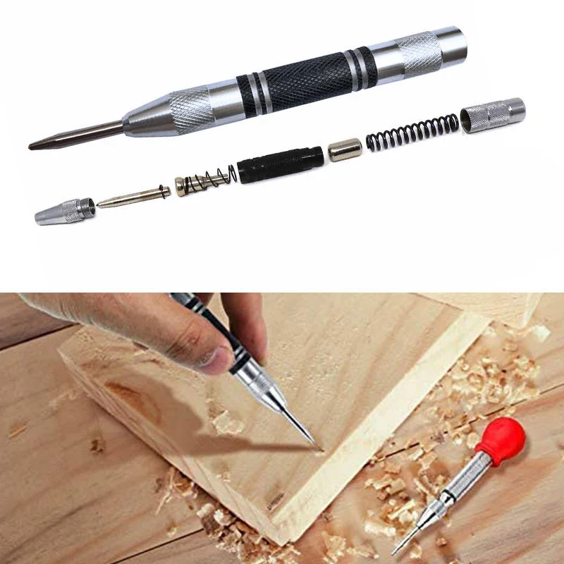 Automatic Centre Punch Woodworking Metal Drill Adjustable Spring Loaded Tools Sets