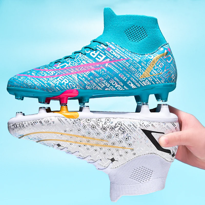 New Men Soccer Shoes Football Boots Training Outdoor AG/TF Grass Non-slip Hight Ankle Comfortable Sneakers Trend Size 35-45