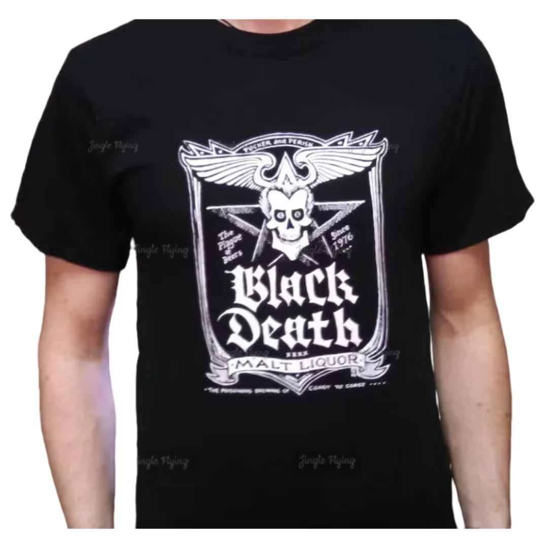 T-Shirt Black Death Camicia Liquore Al Malto Dr Johnny Fever Wkrp Abbigliamento Uomo