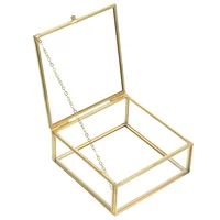 Golden Alloy Frame Glass Jewelry Box Luxury Perfume ganizer Storage Container Trinket Case Home Storage ganization 1